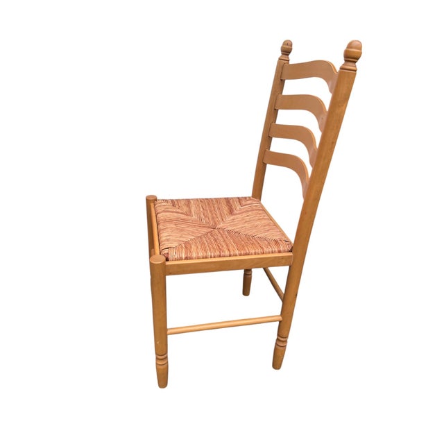 Italian Country Ladder Back Dining Chairs With Woven Rush Seats – Set of 4 For Sale - Image 14 of 18