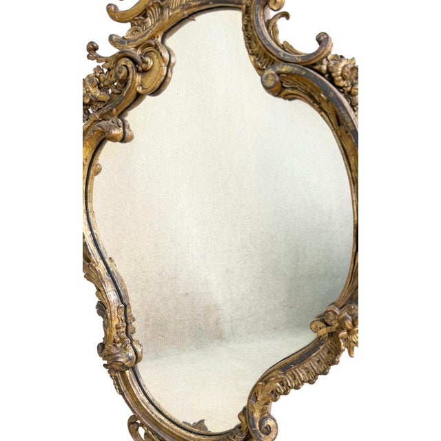 Mid-19th Century Gilt & Gesso Cartouche Form Wall Mirrors, 1850, Set of 2 For Sale - Image 12 of 14