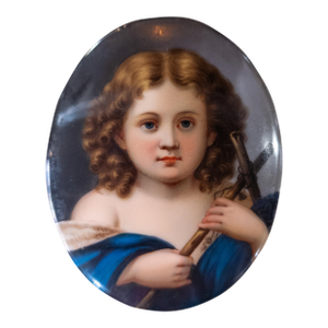 19th Century German Dresden or KPM Porcelain Painted Plaque of a Child