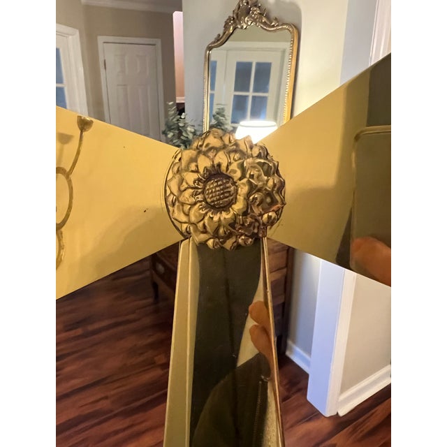 French Vintage Brass Bow & Ribbon Wall/Door Hanging 26” For Sale - Image 3 of 7