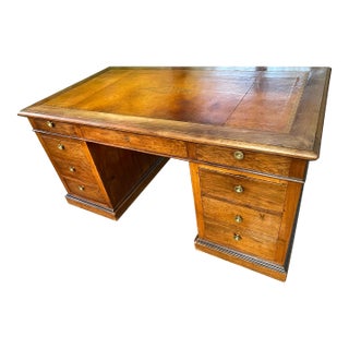 19th Century Walnut Pedestal Desk For Sale