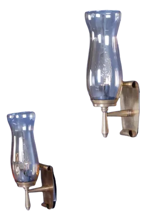 Brass & Glass Wall Lights, 1940s, Set of 2