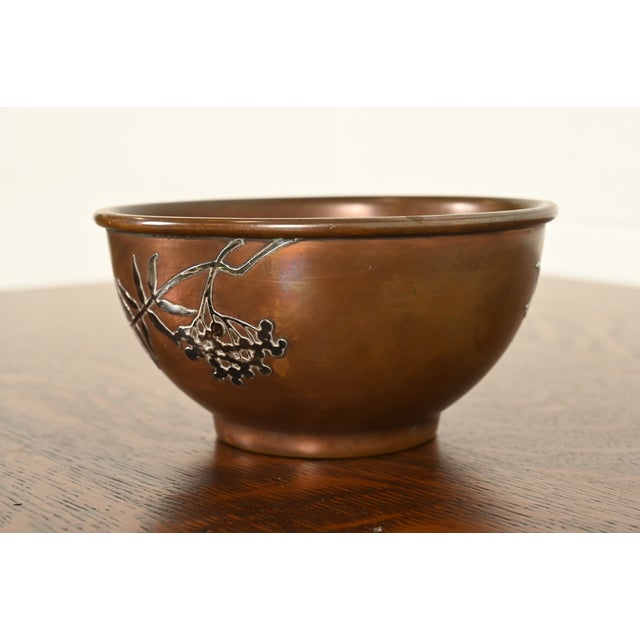 Heintz Art Metal Shop Heintz Arts & Crafts Sterling Silver on Bronze Footed Bowl For Sale - Image 4 of 15