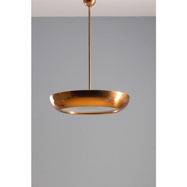 Copper Pendant Chandelier by Josef Hůrka for NAPAKO, Czechoslovakia, 1920s For Sale - Image 3 of 5