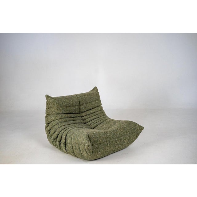 Set of Togo Lounge Chair and Ottoman in Mocha Loop Fabric by Michel Ducaroy for Ligne Roset, 1973 For Sale - Image 6 of 18