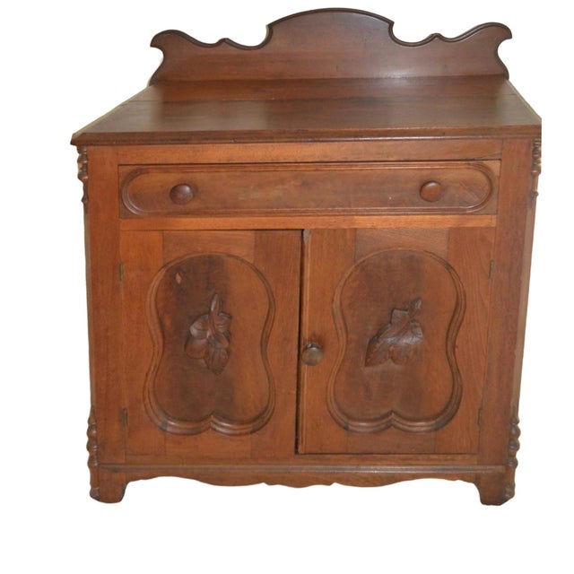 Antique Walnut Restored Washstand / Vanity / Curved Fruit / Casters/ Circa 1870 For Sale - Image 12 of 12