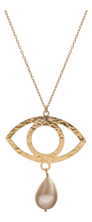 Cleopatra’s Guardian Eye Pearl Gold Necklace