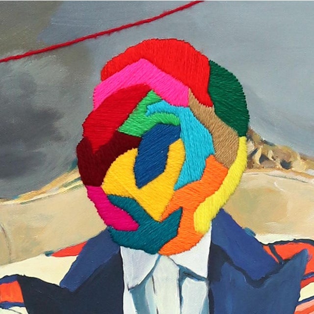 Iqi Qoror's surreal figurative paintings are arresting in their earthy palettes offset by pops of fluorescent textile...