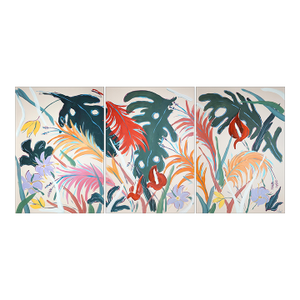 2026, Botanic Painting Triptych, Illustration Style Garden, Tropical Abundance, Acrylic Paint on Watercolor Paper