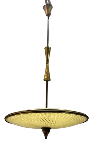 Vintage Bronze & Glass Light Pendant Light, 1950s