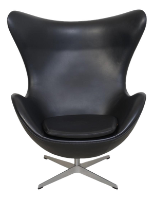 Egg Chair in Black Aura Leather by Arne Jacobsen, 2012
