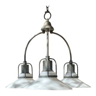 1990s Thomas Industries Industrial Style 3-Light Pendant For Sale