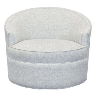 Macy’s Maylah Modern Light Gray Swivel Lounge Chair With Curved Back For Sale