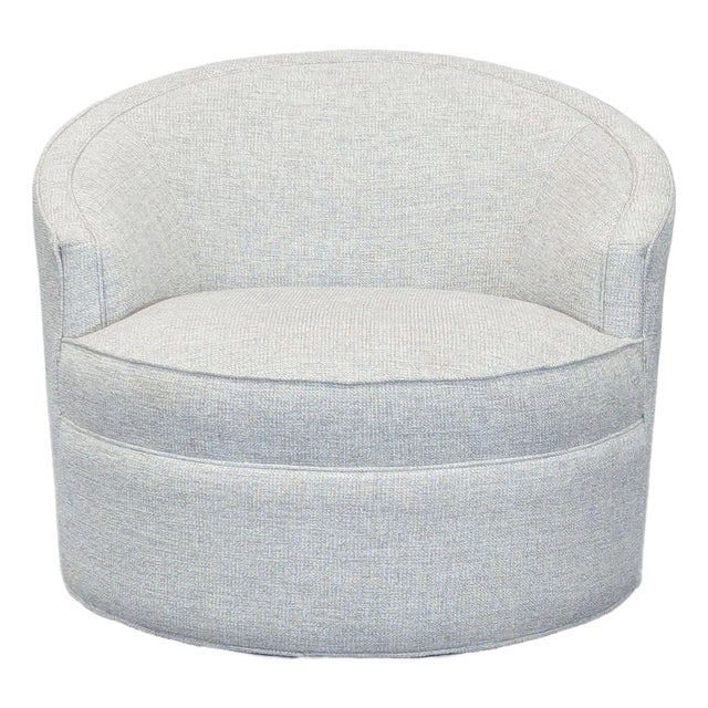 Macy’s Maylah Modern Light Gray Swivel Lounge Chair With Curved Back For Sale