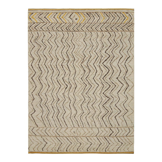 Rug & Kilim’s Moroccan Style Rug in Beige-Brown and Gold - 10'x14' For Sale