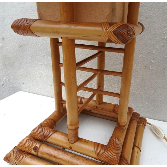 Bamboo Rattan Pagoda Table Lamp, Italy, 1990s For Sale - Image 12 of 18