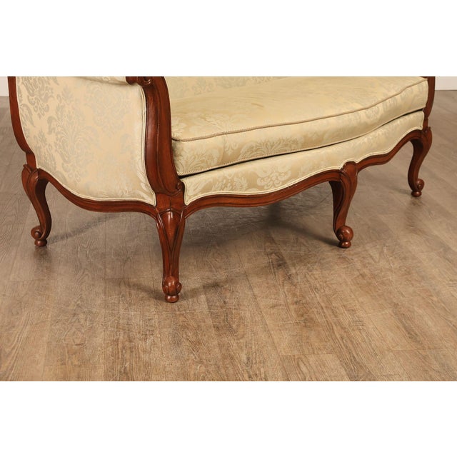 Cream Ethan Allen French Louis XV Style Camelback Sofa For Sale - Image 8 of 18