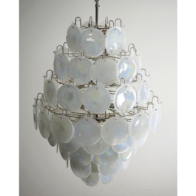 Large Vintage Italian Murano Chandelier with 87 White Alabaster Disks, 1990s For Sale - Image 9 of 18