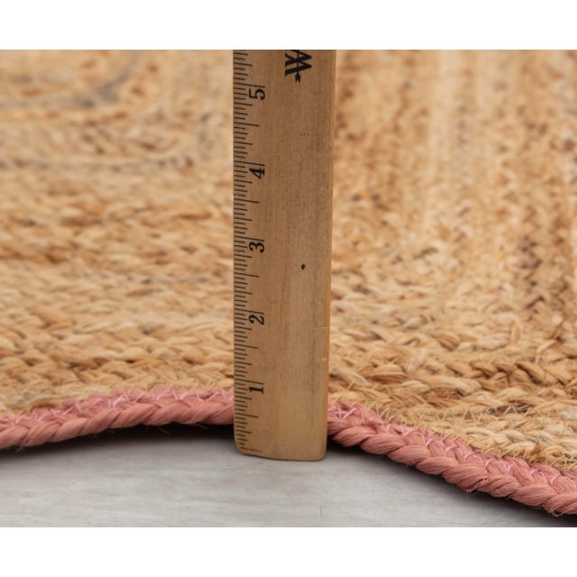 2.6x8Ft. Pink Wave Scallop Edge Jute Rug For Sale - Image 9 of 12