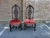 Pair of Antique Anglo-Dutch 19th Century Walnut Carved High Back Hall Chairs They feature high-backs carved frames with...