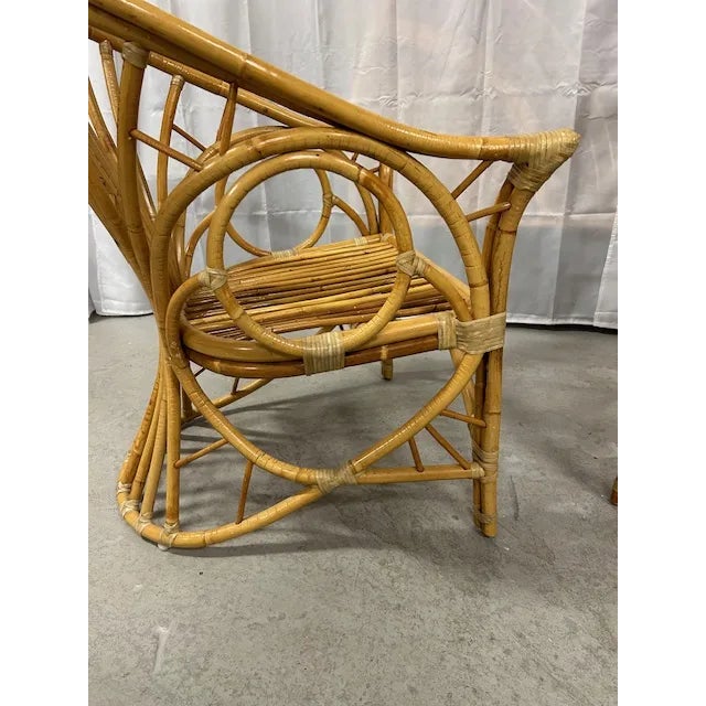 Wood Vintage Bent Rattan Circle Sided Chairs, a Pair For Sale - Image 7 of 12