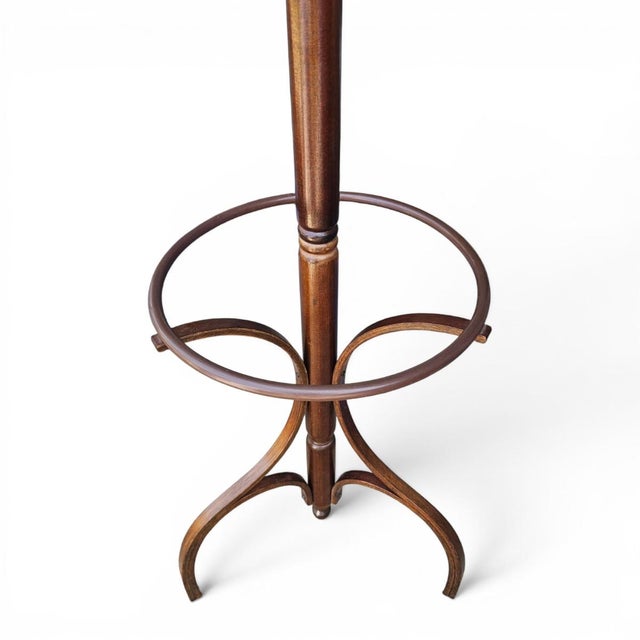 Rustic Vintage Bentwood Coat & Hat Rack, Hall Tree Thonet Style With Umbrella Ring For Sale - Image 3 of 13
