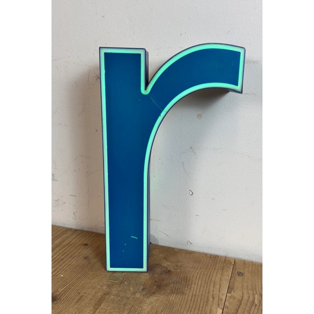 Vintage Blue Plastic Illuminated Letter R, 1970s For Sale - Image 13 of 14