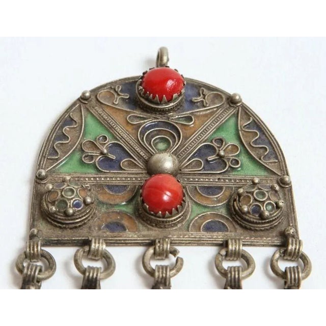 Vintage Moroccan Pendant Fibula Pin Brooch For Sale - Image 4 of 7