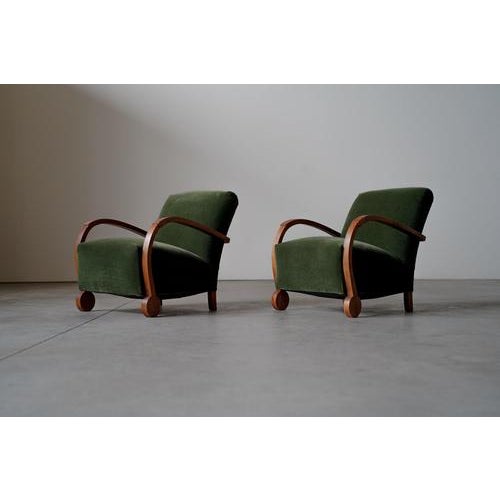 Lounge Chairs in Green Mohair, 1930s, Set of 2 For Sale - Image 11 of 12