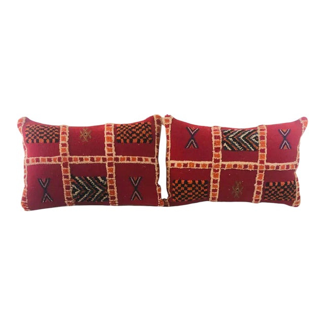 Tribal Wool Vintage Kilim Cushions, a Pair For Sale