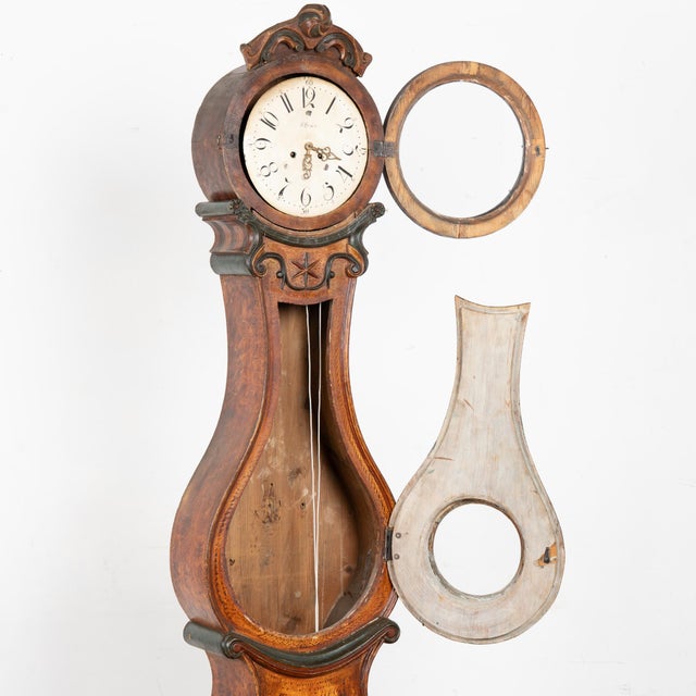Folk Art 19th Century Hand Painted Swedish Mora Grandfather Clock For Sale - Image 3 of 14