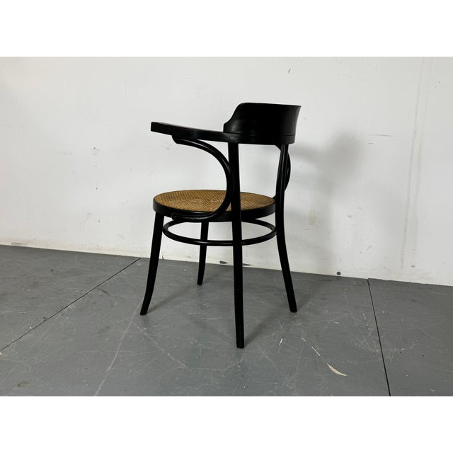Beige Bentwood Mod 233 Black Desk Chair with Rattan Seat from Thonet, 1930s For Sale - Image 8 of 13