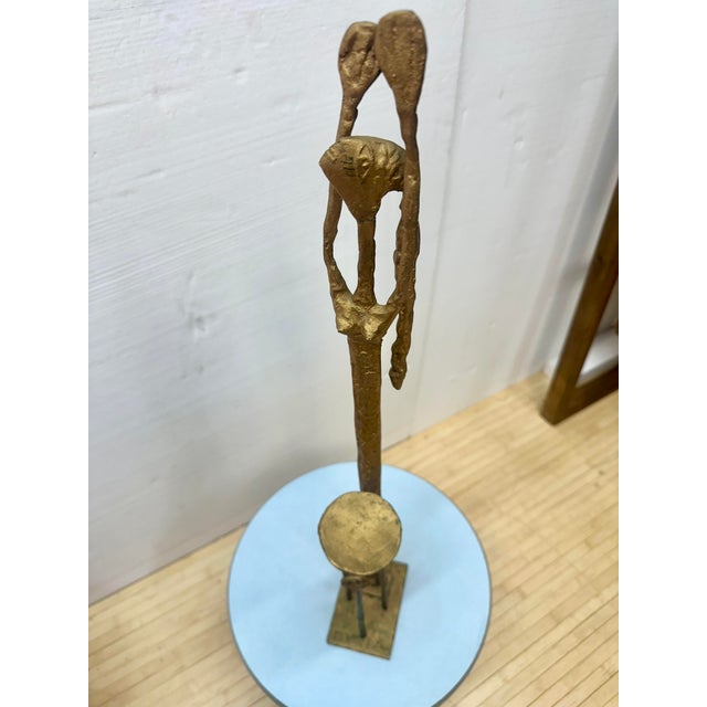 Gold Tall 1970's Brutalist Female Figure | Alberto Giacometti For Sale - Image 8 of 11