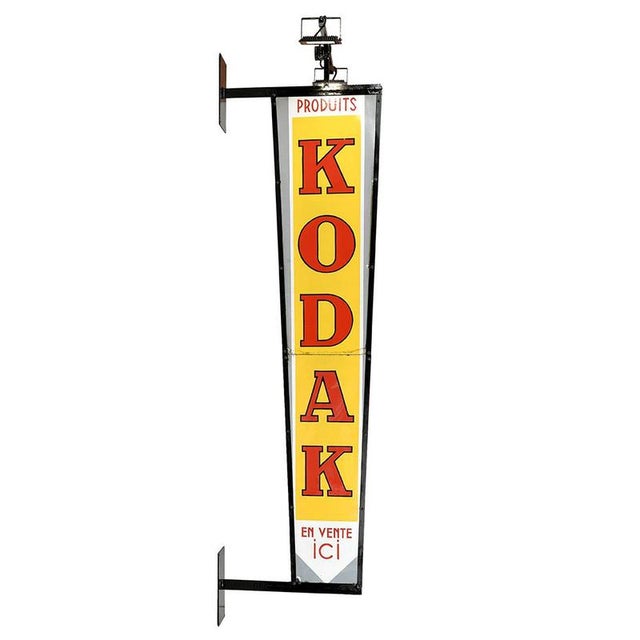 Large Enameled Flag Light Sign from Kodak For Sale - Image 9 of 9