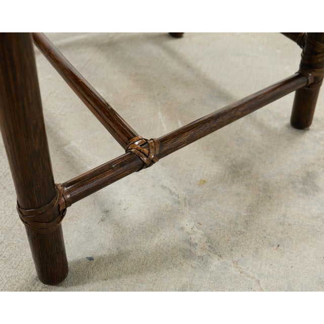 Set of Four McGuire Rattan Target Upholstered Dining Armchairs For Sale - Image 18 of 18