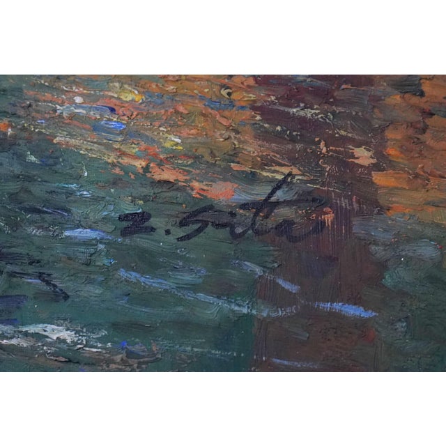 Z. Sita Artist Signed European Coastal Oil Painting on Canvas For Sale - Image 9 of 10