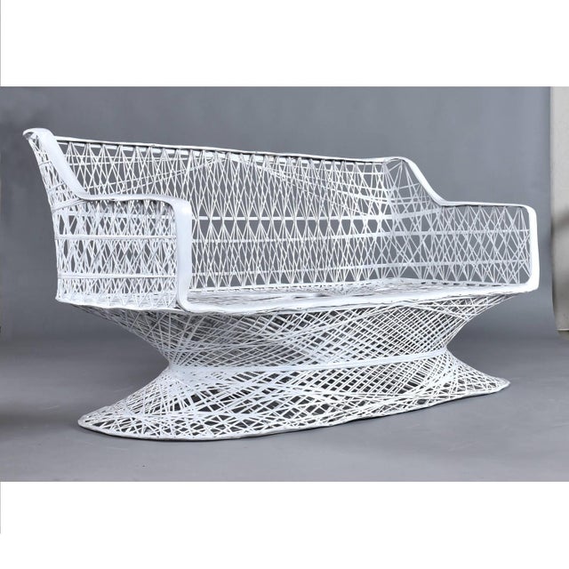 Plastic Restored Russell Woodard Spun Fiberglass Vintage Outdoor Sofa For Sale - Image 7 of 14