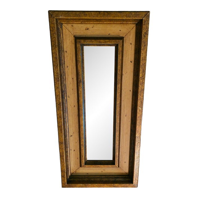 Vintage Rustic Wood Wall Mirror by Triangle Industries 1970s California-Made Farmhouse Accent For Sale