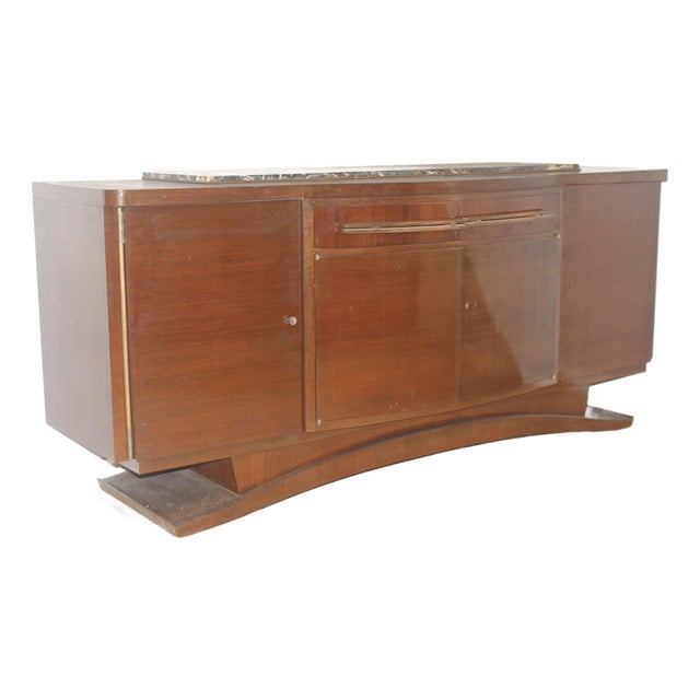 1940's Signed Grand French Art Deco Palisander "Tulip" Form Buffet/ Credenza/ Sideboard For Sale