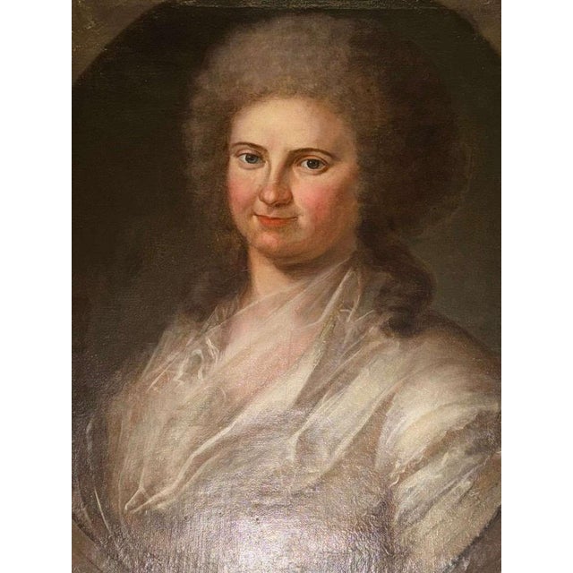 Baroque Rococo Portrait of a Young Lady, Attributed to Circle of Antoine Pesne (1683–1757), Prussian / Central European School, c. 1750–1770 For Sale - Image 3 of 13