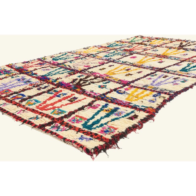 21994 Vintage Azilal Boucherouite Moroccan Rug, 05'04 x 09'00. The Guardian Harvest: A Vintage Moroccan Azilal Masterpiece...