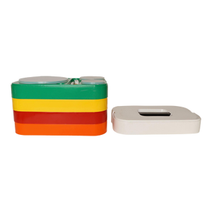 Mid Century Mexican Modern Stacking Rainbow Picnic Tray Set by Pymsa