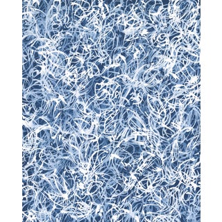 "Blue Chiffon No.6 - Layered Veil" Blue and White Abstract Acrylic Painting on Canvas For Sale