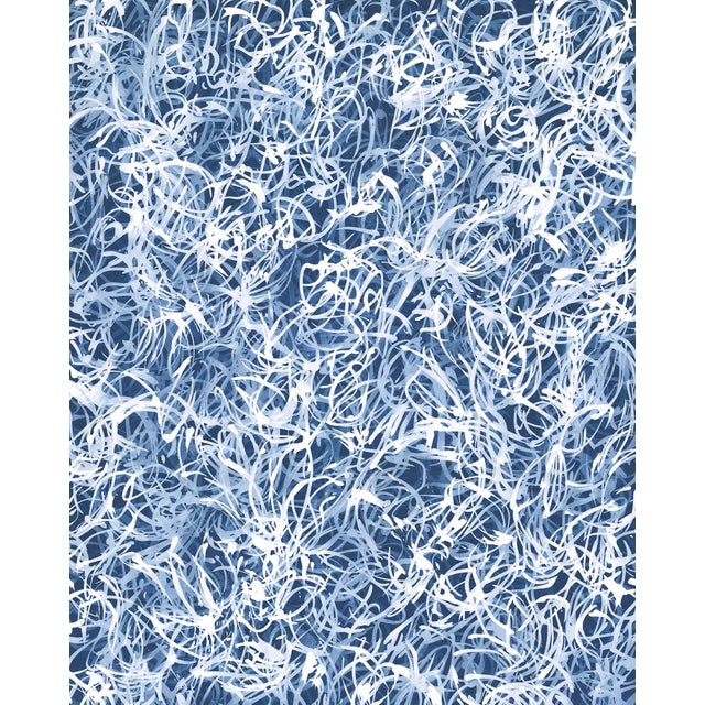 "Blue Chiffon No.6 - Layered Veil" Blue and White Abstract Painting on Canvas For Sale