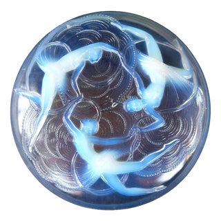 Vintage Glass Bowl with Dancers For Sale