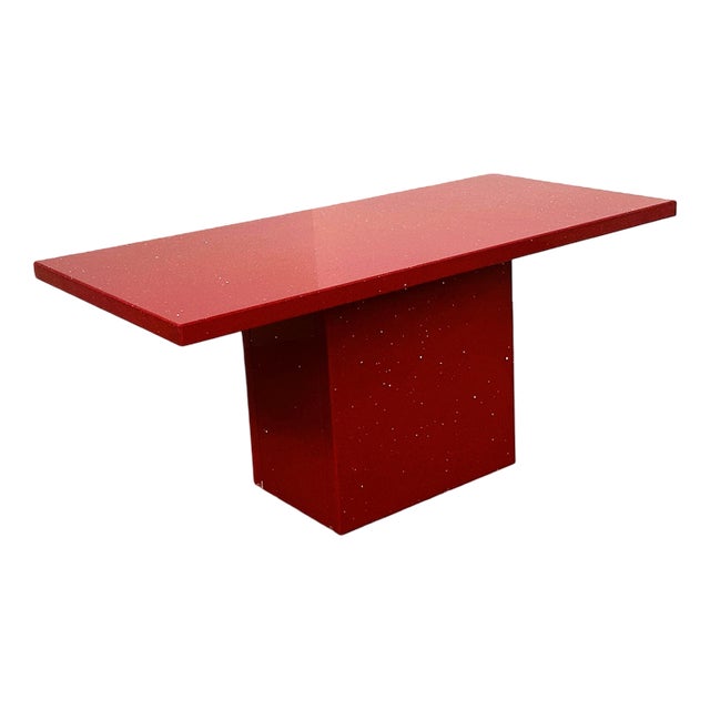 Vintage Italian Red Granite Coffee Table with Silver Flecks, 1980s For Sale