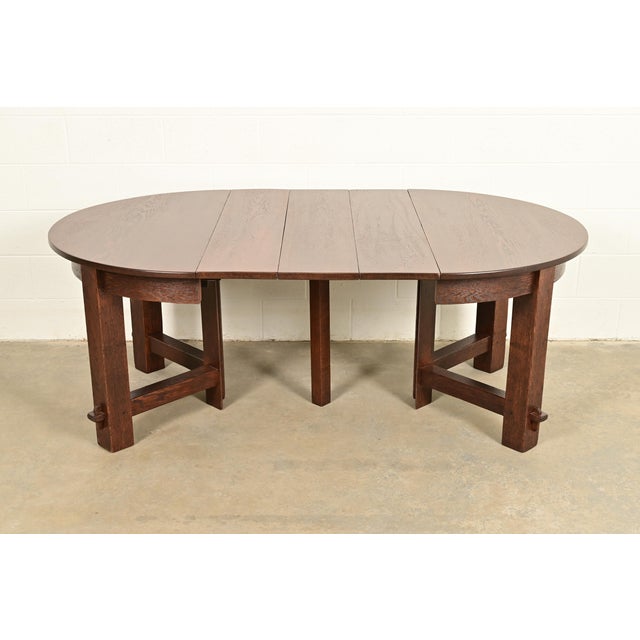 Wood Early Gustav Stickley Antique Mission Oak Arts & Crafts Extension Dining Table, Newly Refinished For Sale - Image 7 of 13