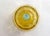 Two-tone candy dish/toilet box, in the colors of the George Sand service: amber ochre yellow and turquoise blue (glasses...