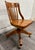Arts & Crafts Antique Oak Adjustable Swivel Desk Chair Banker Lawyer Jury Office Chair For Sale - Image 3 of 11