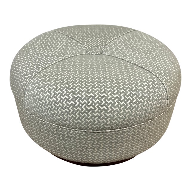 Plinth Ottoman With Raised Geometric Chevron Pattern For Sale